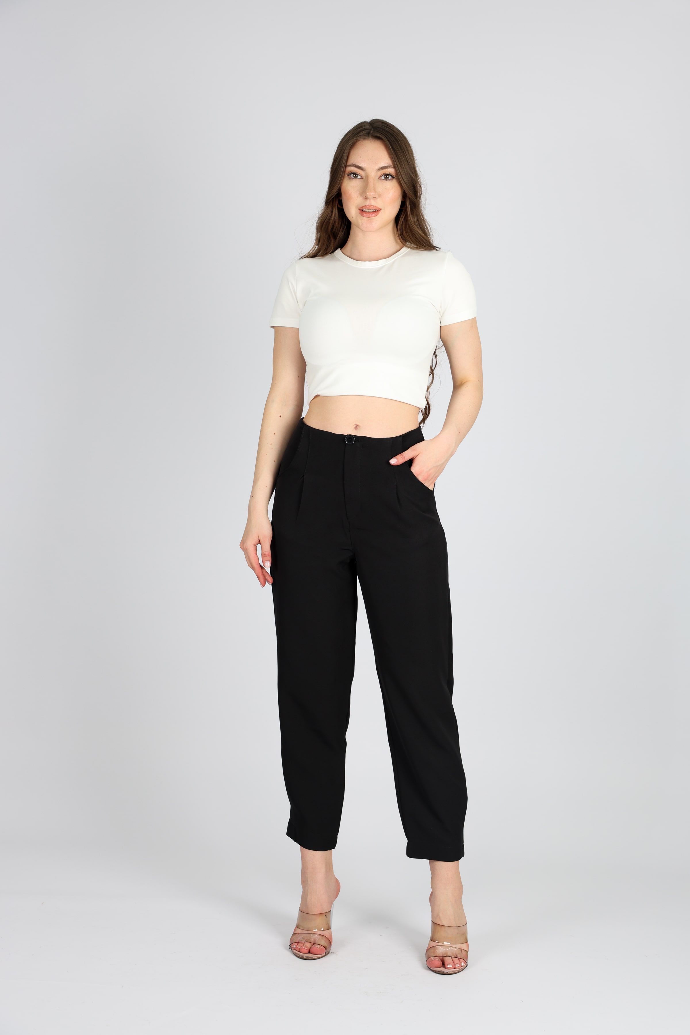 Balon model siyah pileli paça siyah pantalon